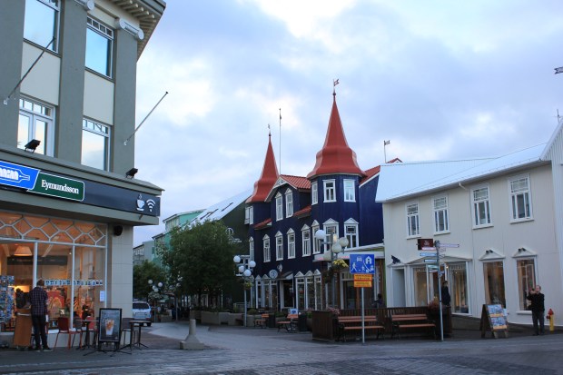 Colorful wooden building in Downtown Akureyri in Iceland