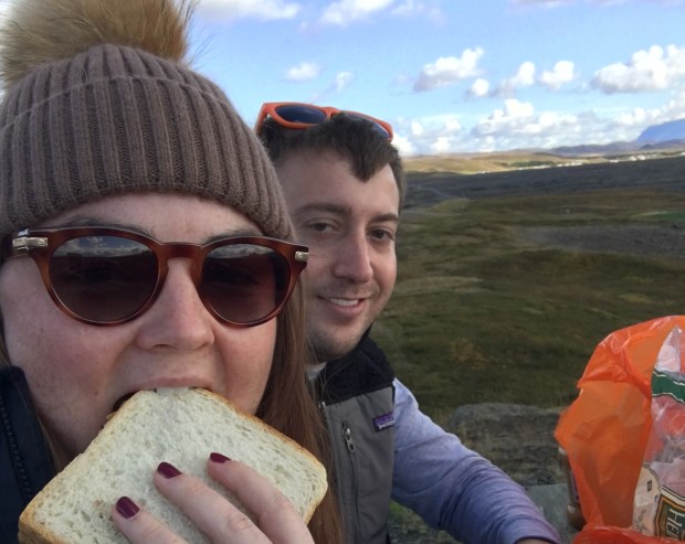 peanut butter and jelly break from driving the ring road in iceland