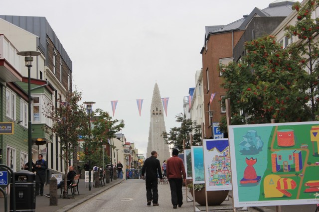 Looking at Hallgrimskirkja from Downtown Reykjavik